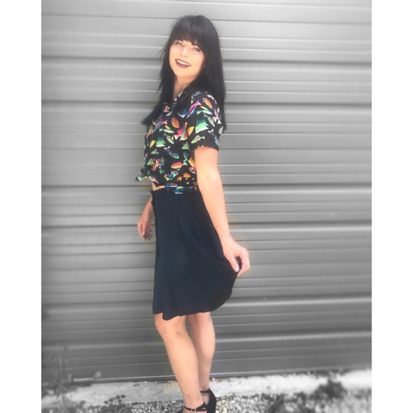 🖤VTG 60’s Black High Waisted Skirt - Picture 7 of 8